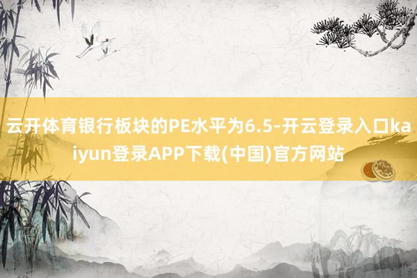 云开体育银行板块的PE水平为6.5-开云登录入口kaiyun登录APP下载(中国)官方网站