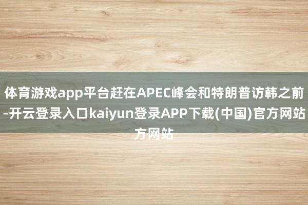 体育游戏app平台赶在APEC峰会和特朗普访韩之前-开云登录入口kaiyun登录APP下载(中国)官方网站